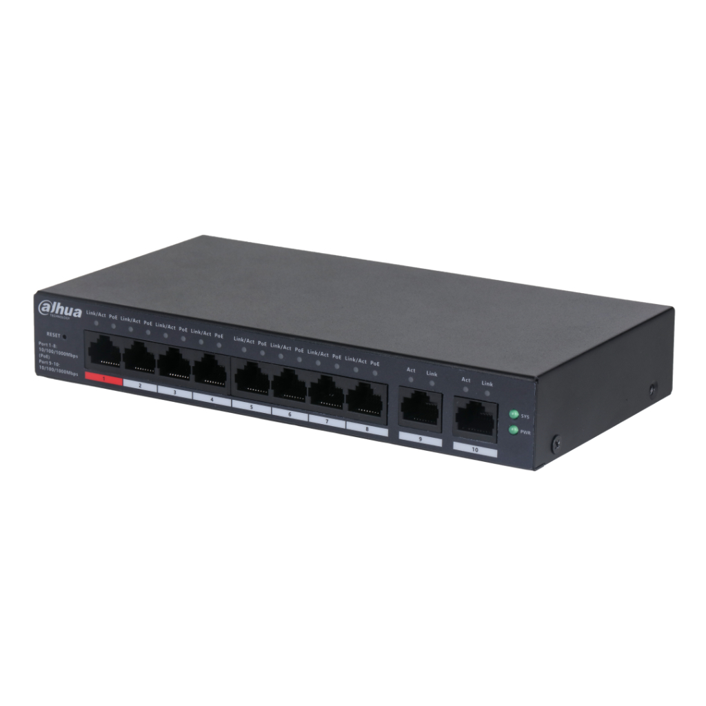 [CS4010-8GT-110] Switch PoE 8 puertos Gigabit + 2RJ45 Uplink Gigabit 110W Manejable en Cloud Layer2