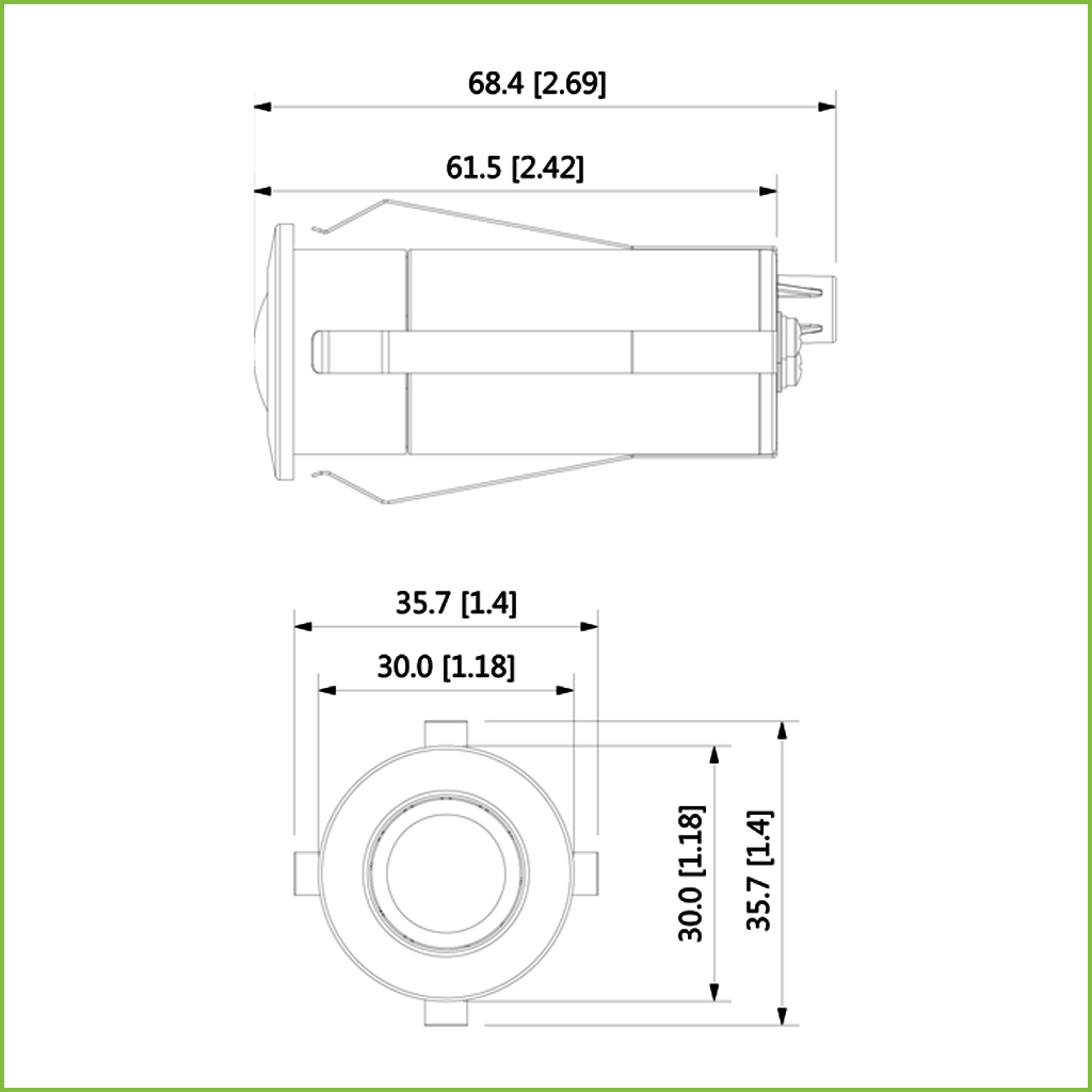 Mini Tubular Pinhole HDCVI 2M 1080P DN DWDR 2.8mm 117º