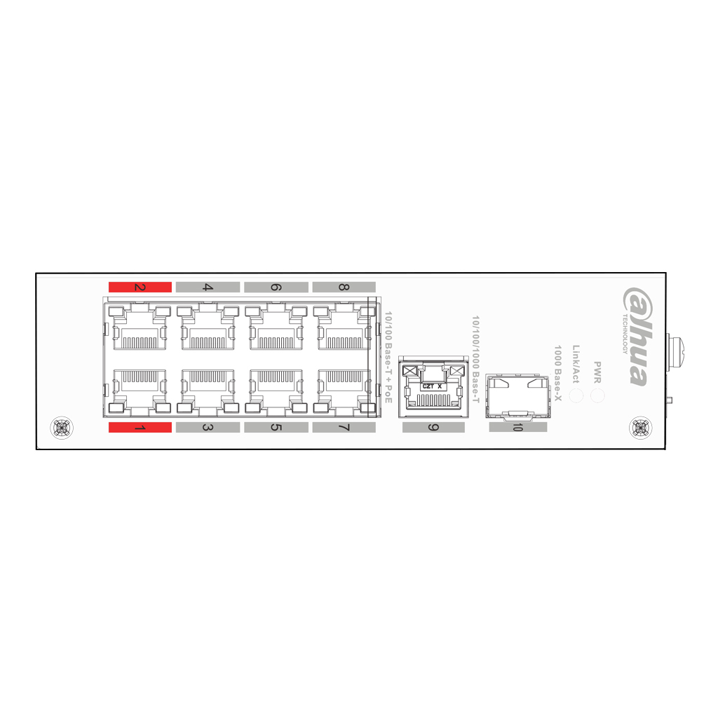 Switch Rango Temp Extendida 8 puertos 10/100 +1 Uplink Gigabit +1SFP Layer 2 Hi-PoE 60W