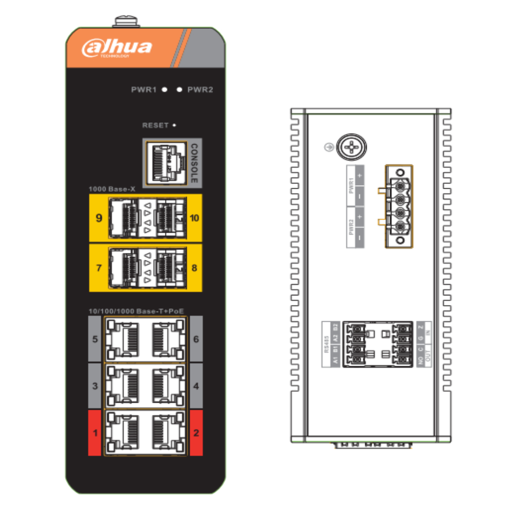 Switch PoE 2.0 Industrial 6 puertos Gigabit +4SFP Uplink Gigabit 120W Manejable Layer2