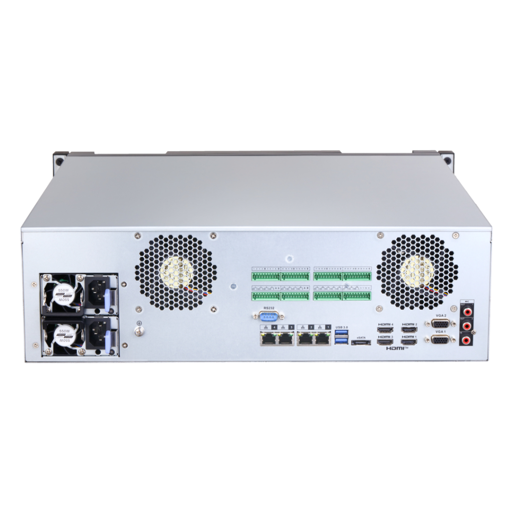NVR 128ch 1024Mbps 4K H265 4xHDMI 16HDD RAID 0/1/5/6/10 E/S AI Redundant