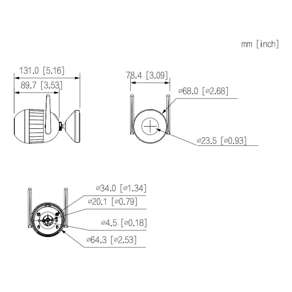 Tubular IP H265 2M FULL COLOR dWDR LED30m 2.8mm IP67 MIC WiFi E/S AI