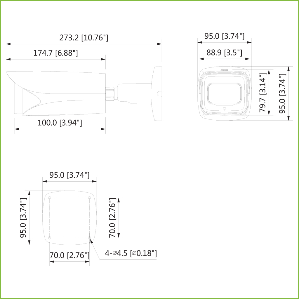 Tubular IP H265 AI 2M DN SMART WDR Starlight 3DNR IR150m 5.3-64VFM IP67 IK10 PoE AUDIO E/S