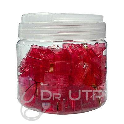 RJ45 Connector CAT.5e Red Color in 100 units Jar