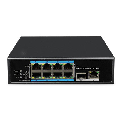 Switch PoE+ Watchdog 8 puertos 10/100 + 2 Uplink 10/100/1000 (SFP+RJ45) / 120W 802.3af/at 6KV - Modo CCTV 250m