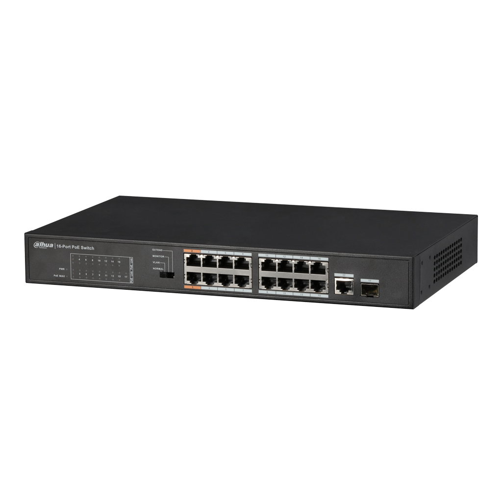 [PFS3117-16ET-135] Switch PoE 16 puertos 10/100 + 1 Combo Gigabit RJ45/SFP Uplink 135W No_Manejable Layer2