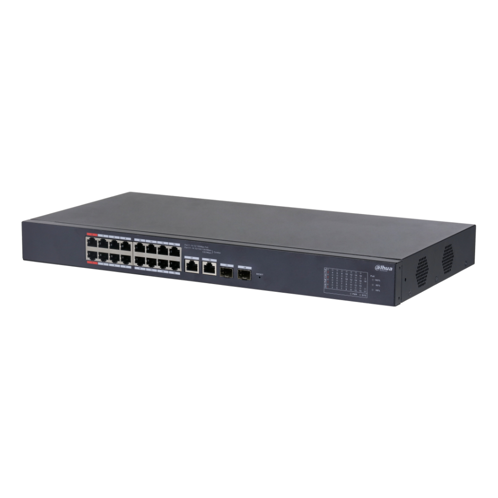 [CS4218-16ET-190] Switch PoE 16 puertos 10/100 + 2 Combo Gigabit RJ45/SFP Uplink 190W Manejable en Cloud Layer2