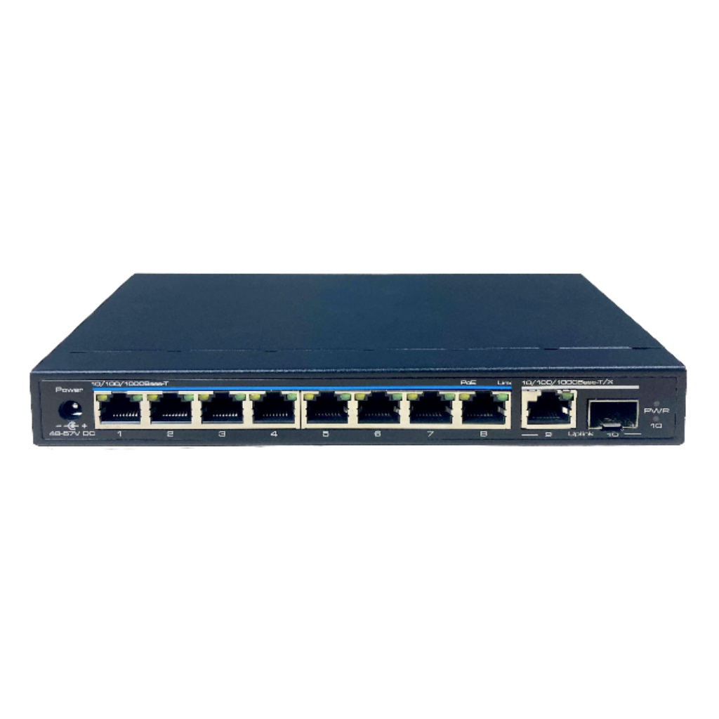 [UTP3310TS-PSB] Switch PoE+ 8 puertos Gigabit + 1RJ45 Uplink Gigabit + 1SFP Uplink Gigabit 120W 802.3af/at 6KV - Modo CCTV 250m